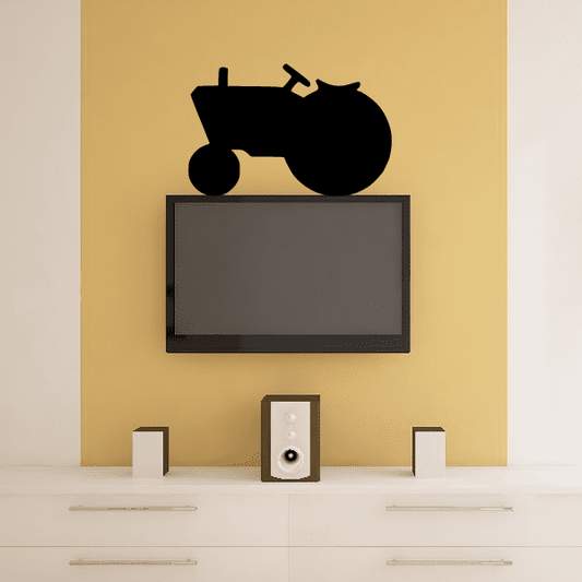 Black tractor silhouette decal, stick-on wall decoration
