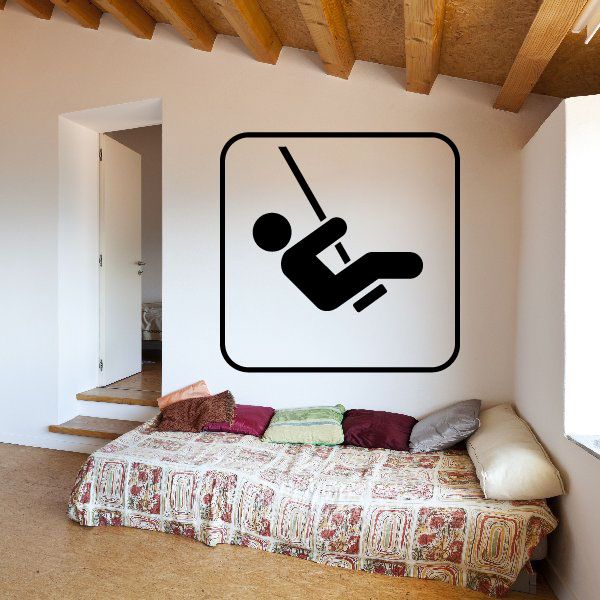 Tree swing sign decal with black wheelchair-accessibility icon in rounded square