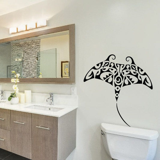 Tribal stingray wall decal, black scrolling design