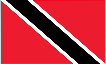 Trinidad and Tobago flag sticker with red field, diagonal black band with white borders