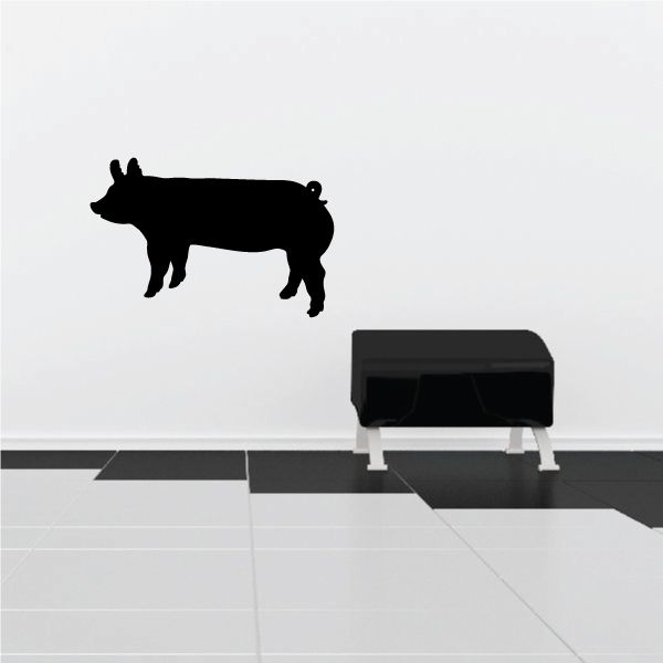 Black trotting pig wall decal silhouette