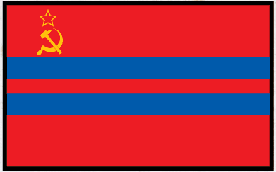 Turkmenistan flag sticker, red field with yellow star and emblem
