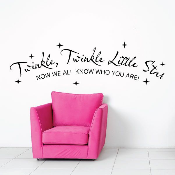 Wall decal with “Twinkle Twinkle Little Star” text and small sparkle stars