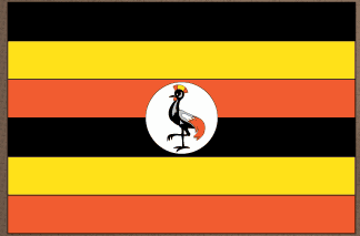 Uganda flag sticker with crowned crane emblem in center