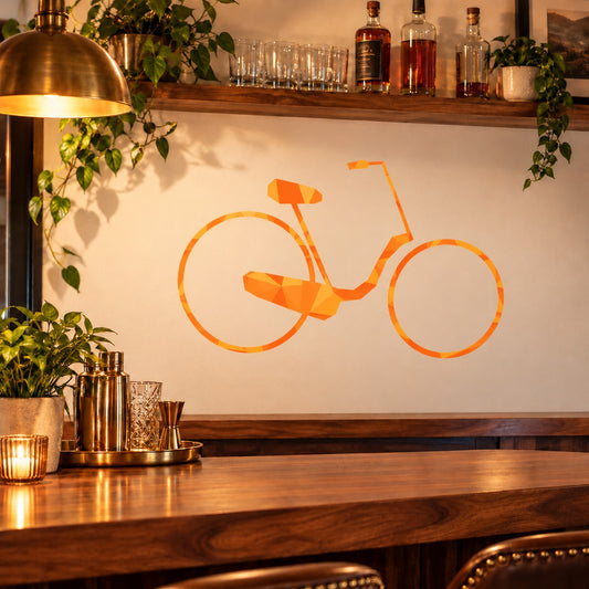 Orange geometric bicycle wall decal vinyl sticker