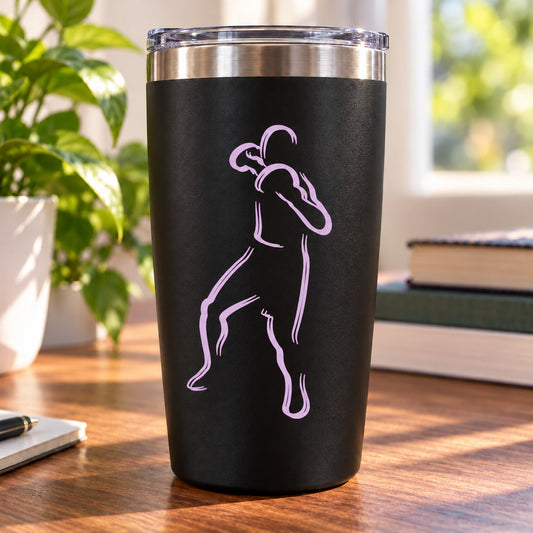 Black tumbler with purple boxing wall decal sticker