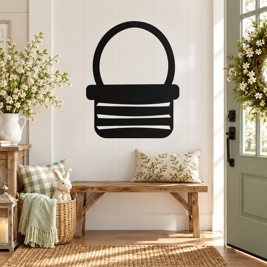 Black stripe Easter basket ribbon decal with arched handle