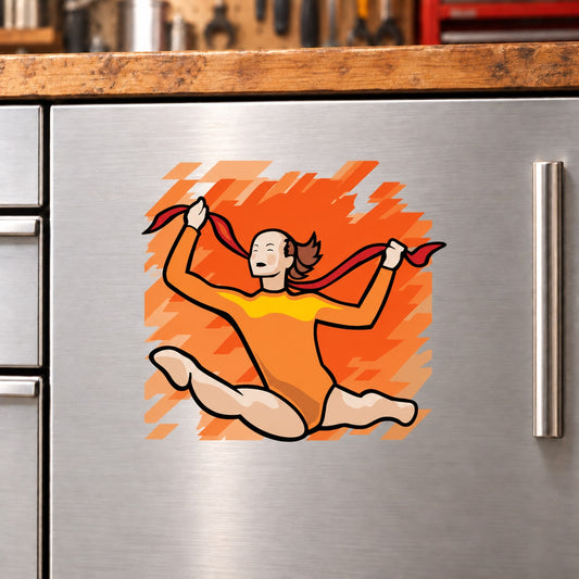 Dance vinyl wall decal sticker: orange runner dancer graphic in motion, die-cut