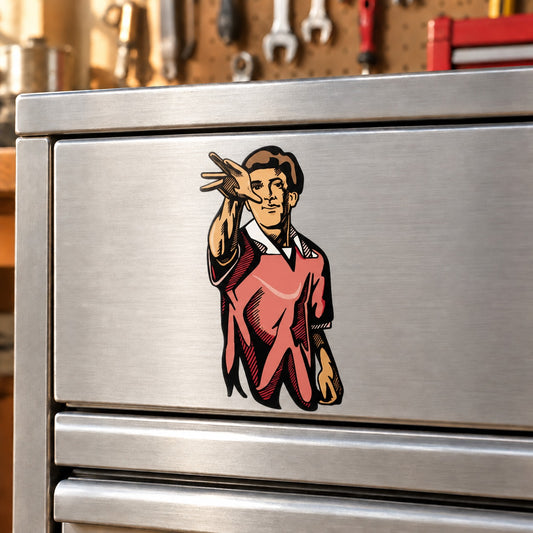 Die-cut vinyl wall decal sticker of a cowboy in red and black