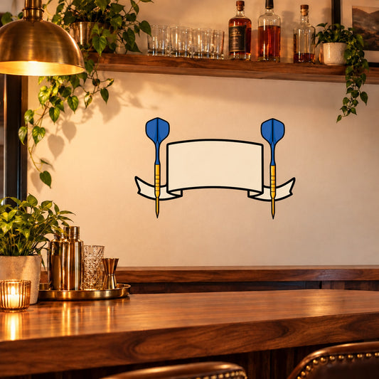 Blue darts wall decal vinyl sticker with two dart icons