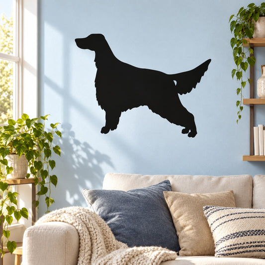Black Irish Setter wall decal, side-view dog silhouette
