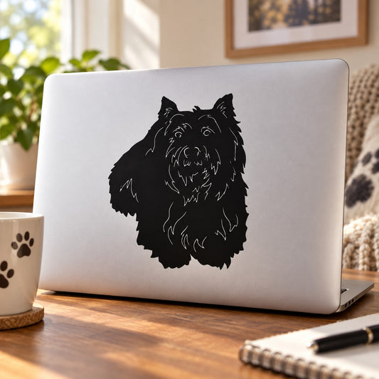 West Highland White Terrier face decal, black silhouette