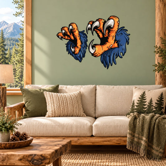 Eagle talons sticker with orange claws and blue feather accents