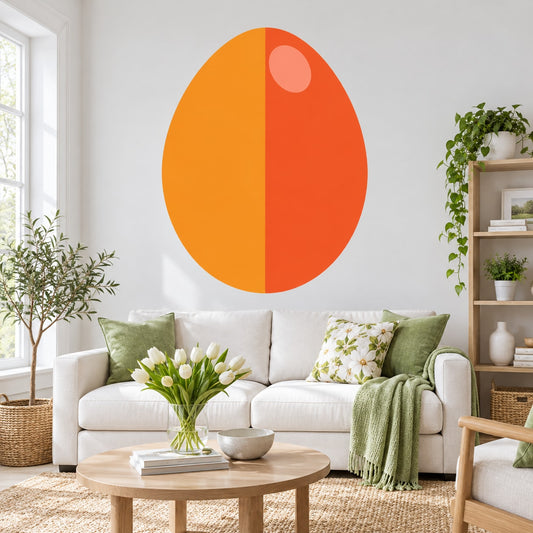 Orange Easter egg wall sticker with simple rounded shape and soft pink highlight