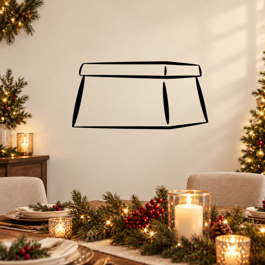 Black line drawing gift box wall decal