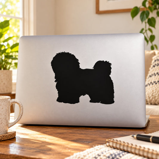 Black Havanese dog silhouette decal with puppy profile design