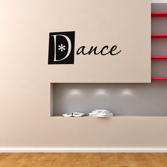 Dance vinyl wall decal sticker, black and white typography text