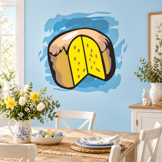 Easter bread slice wall sticker, yellow and tan illustration