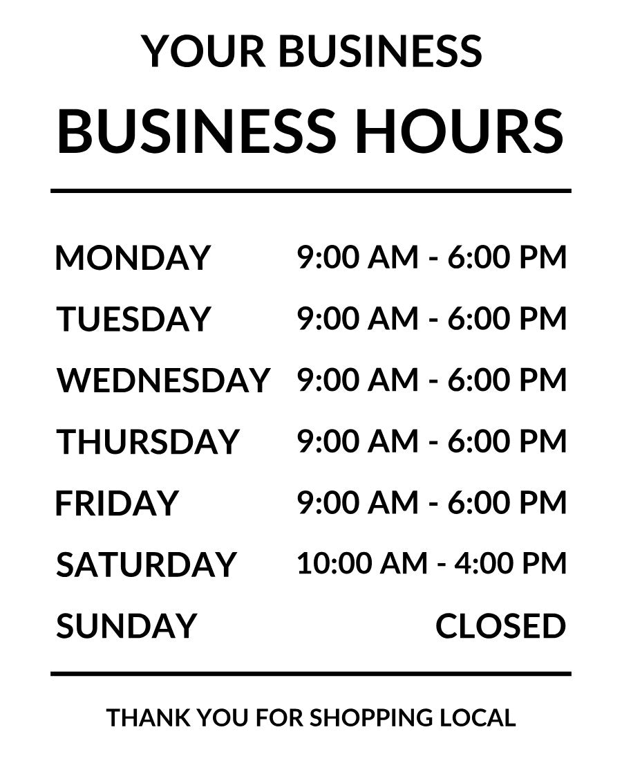 Editable Clean Columns business hours decal