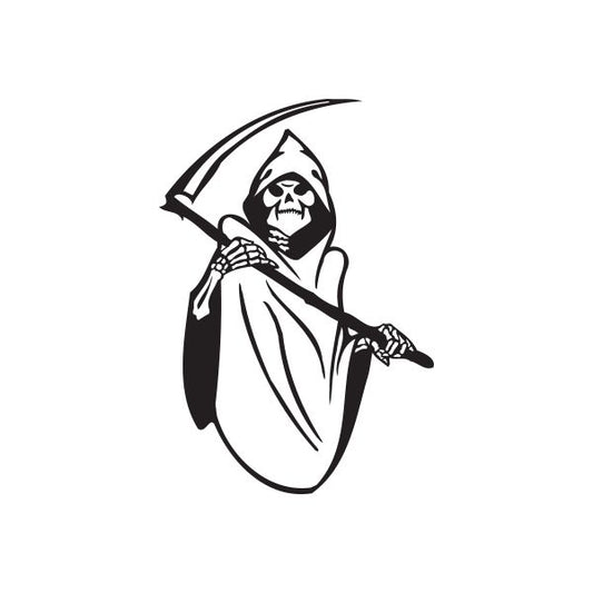 Grim Reaper decal of hooded reaper holding scythe