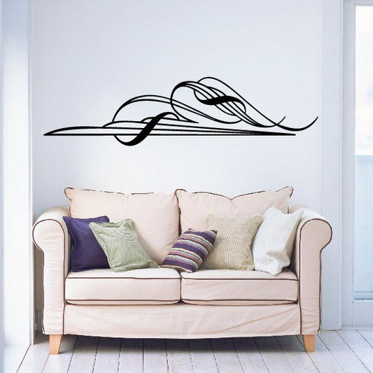 Black vehicle pinstripe vinyl decal with car swoosh graphic