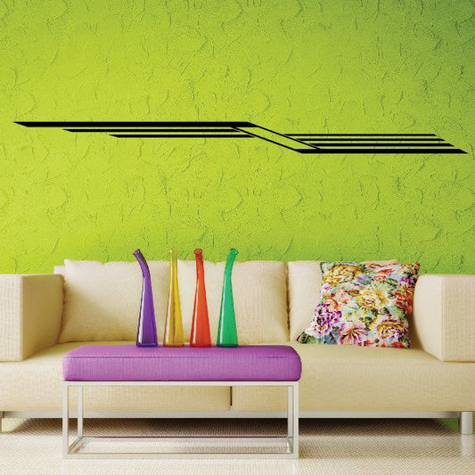 Black pinstripe vinyl decal with two long racing-stripe lines and center separation