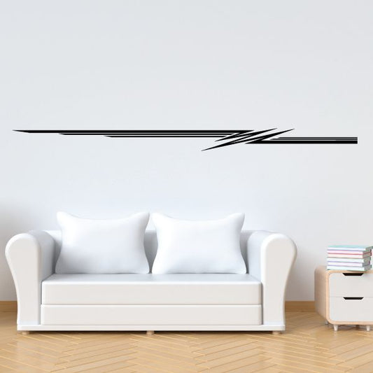 Black pinstripe vinyl decal with sleek stripe and angular lightning accents