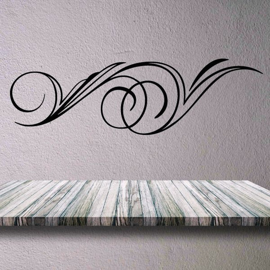 Vehicle pinstripe vinyl decal with black swirly scroll pinstripes.