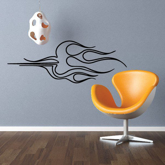 Black flame pinstripe vinyl decal with orange accents