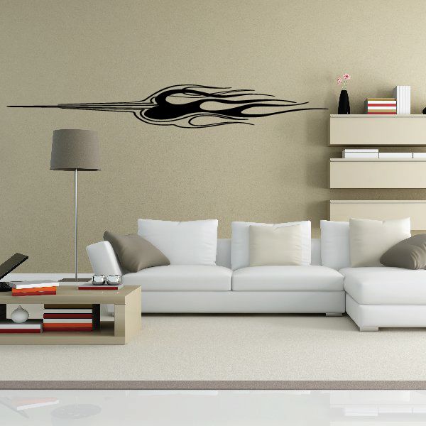 Black flame pinstripe vinyl decal with sweeping curves