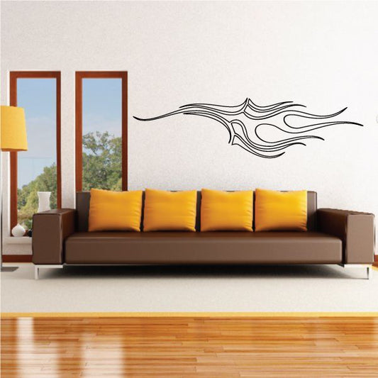 Vehicle pinstripe vinyl decal with black flame-style racing stripes for car or wall
