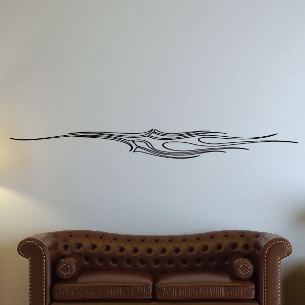 Vehicle pinstripe vinyl decal with stylized black flame stripe graphic
