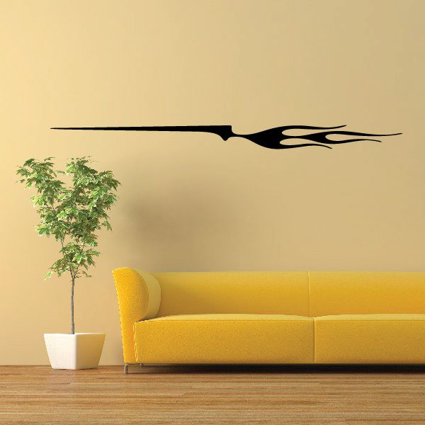 Pinstripe flame vinyl decal, black stripe graphic for vehicle or wall