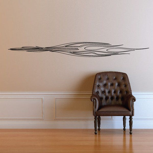 Vehicle pinstripe vinyl decal with outlined swirl graphic