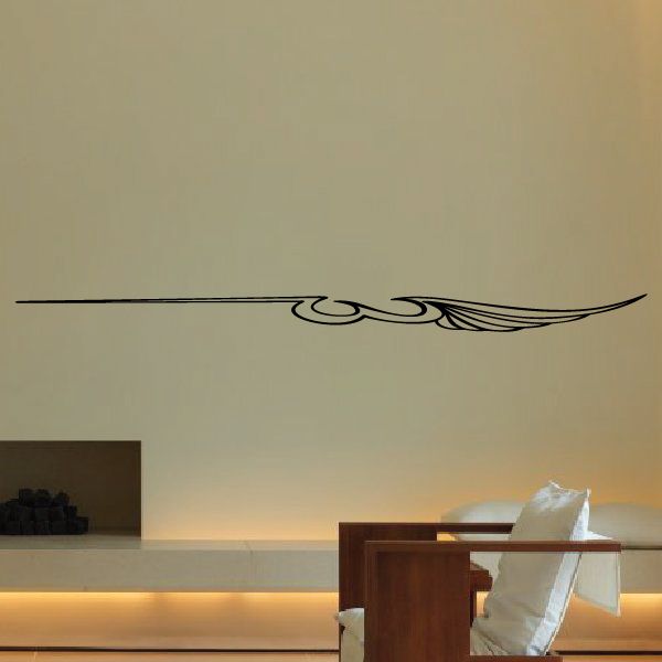 Pinstripe vinyl decal with thin black line and stylized swirl stripe