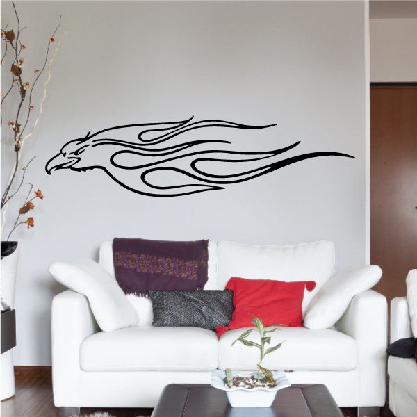 Black flaming pinstripe vehicle vinyl decal with sweeping lines