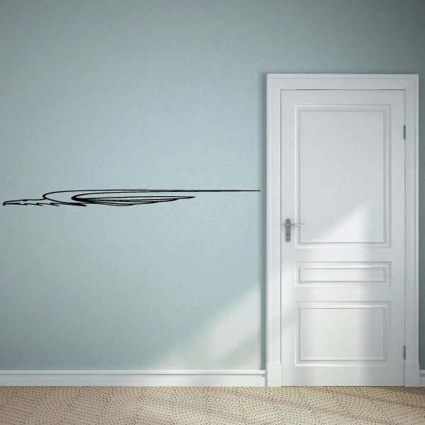 Black vehicle pinstripe vinyl decal with long swoosh line for doors or walls