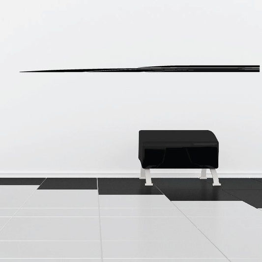 Black vehicle pinstripe vinyl decal stripe, long horizontal line.