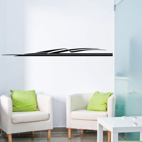 Pinstripe vinyl decal with long black swoosh line