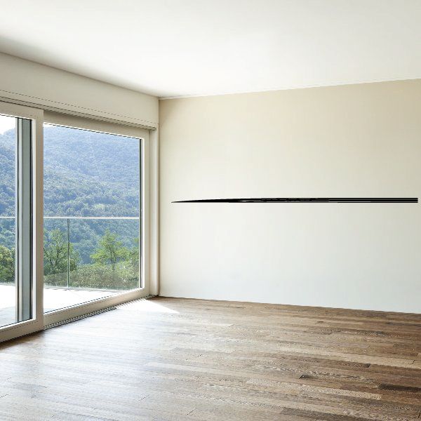 Black vinyl pinstripe wall decal with long horizontal line.