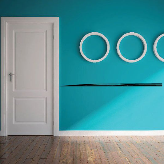 Pinstripe vinyl decal kit with white circular rings and a long black stripe