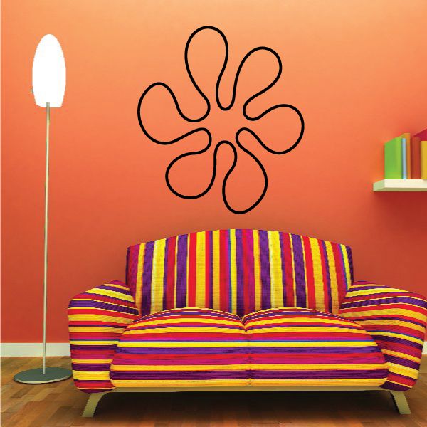 Vinyl vehicle decal with black pinstripe flower-like outline
