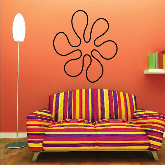 Vinyl vehicle decal with black pinstripe flower-like outline