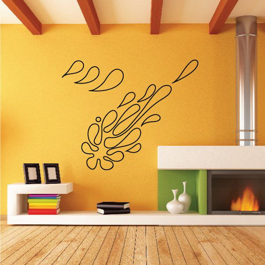 Pinstripe vinyl decal with stylized swoosh and flame, black