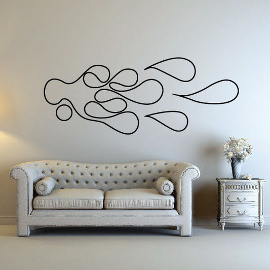 Pinstripe vinyl decal wall sticker with black scroll and swirl shapes