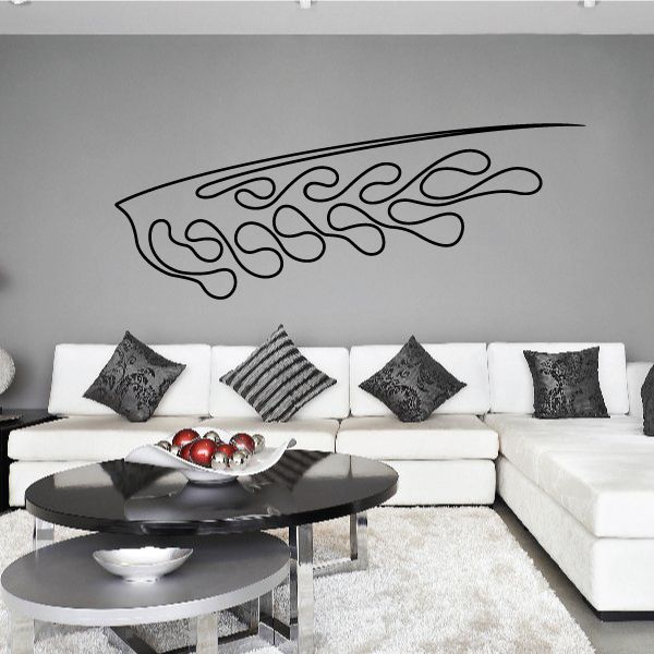 Vehicle pinstripe vinyl decal, black abstract flame outline design