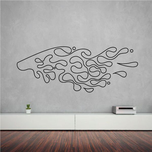 Abstract pinstripe vinyl decal with flowing line shapes, long horizontal design