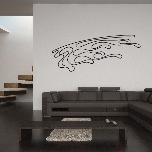 Black flame-style pinstripe vinyl decal on wall