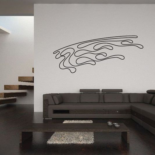 Black flame-style pinstripe vinyl decal on wall