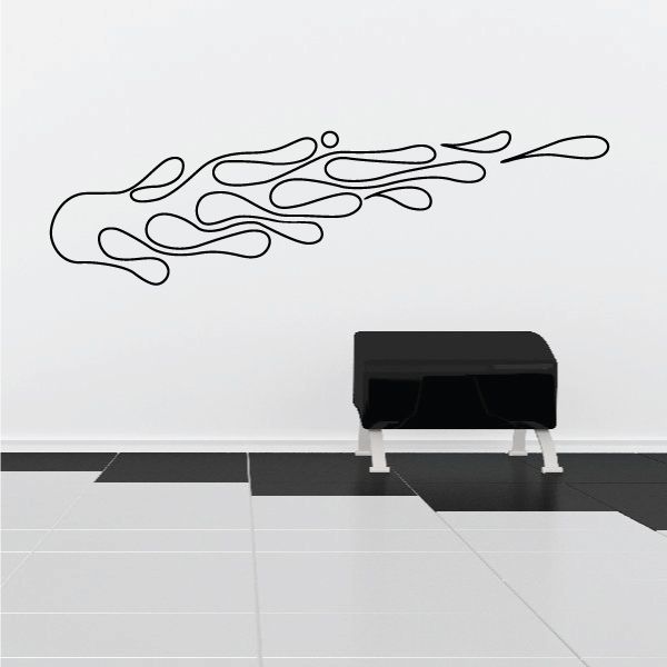 Vehicle pinstripe vinyl decal with black flame-style line art graphic